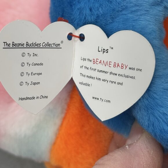 Vtg TY Beanie Buddies Lips Fish 1999 Multicolor Tie Dye Plush Stuffed Animal 13" - Picture 12 of 16